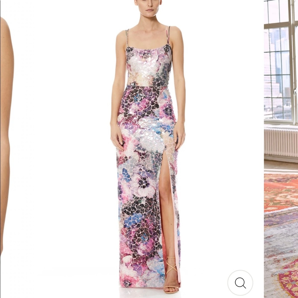 Theia Joy Spaghetti Strap Column Gown